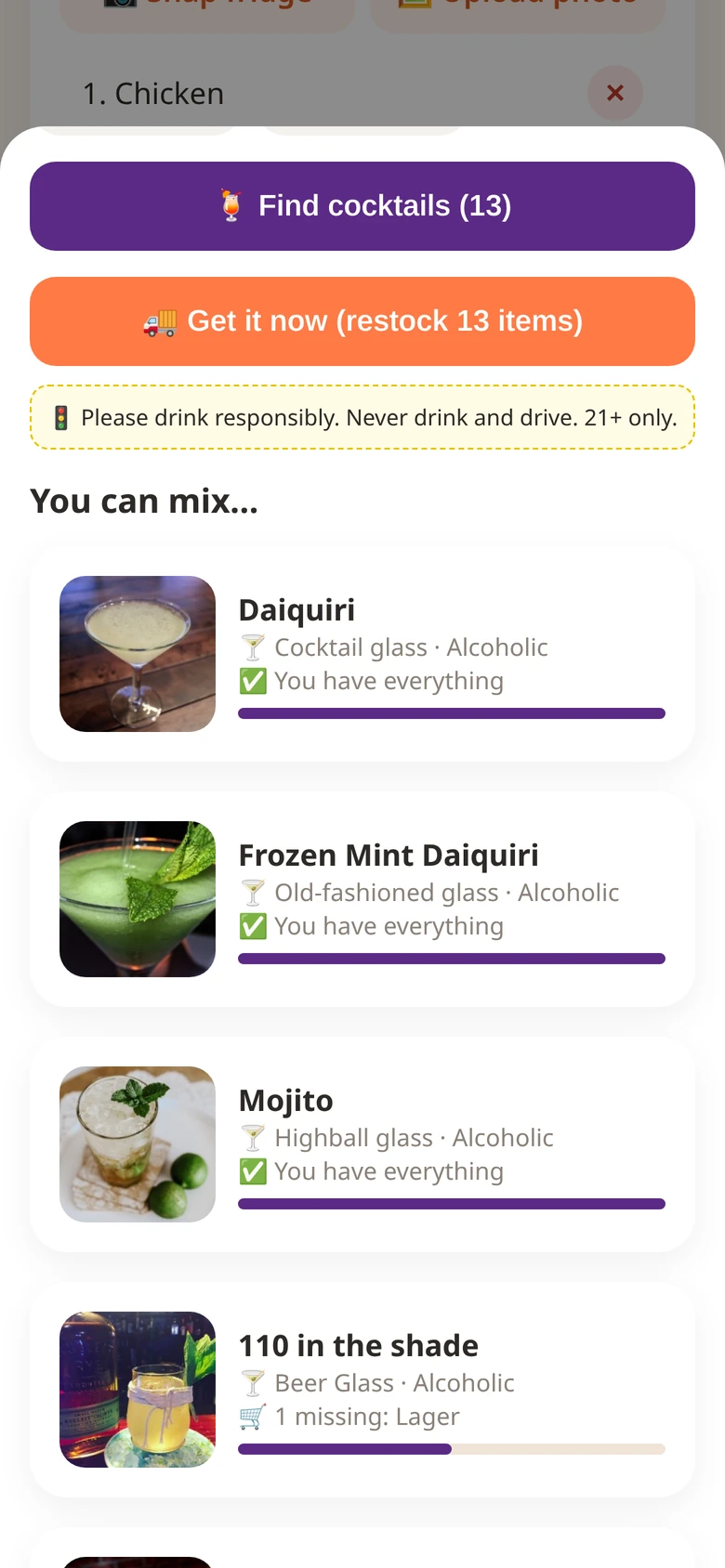 LiquorFlip cocktail results