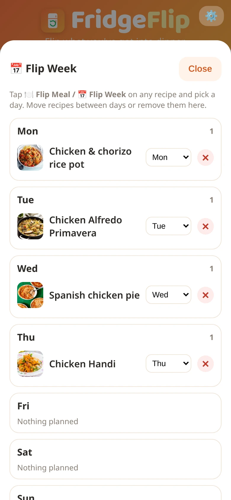 Flip Week planner